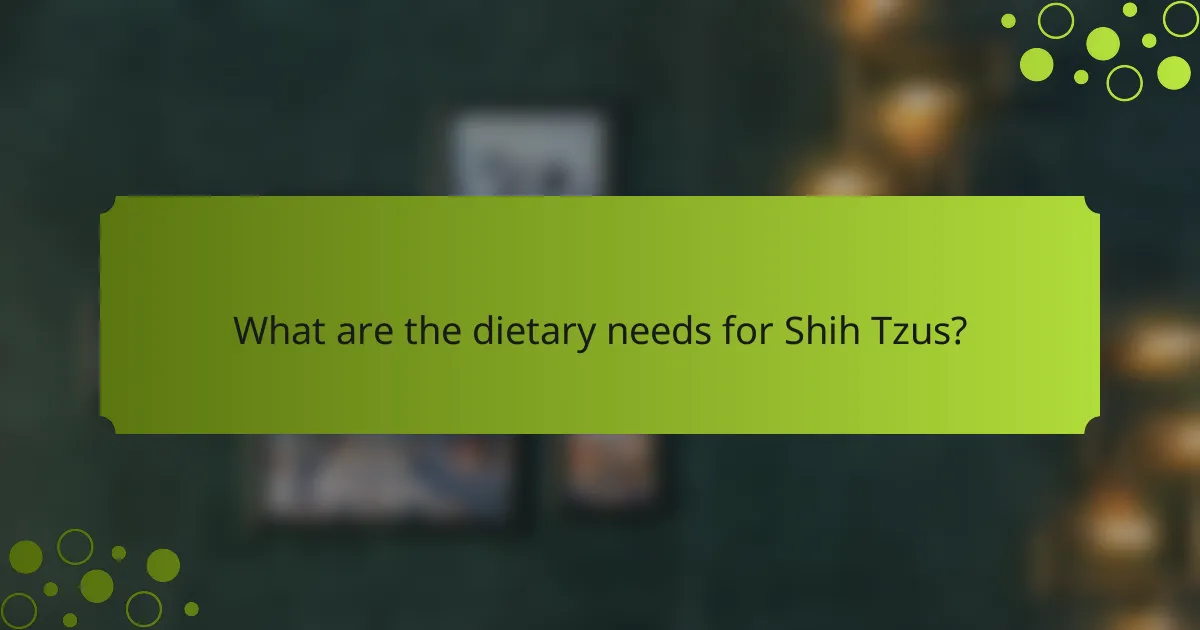 What are the dietary needs for Shih Tzus?
